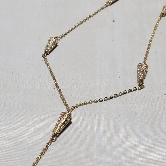 Banana Republic fine gold chain with small, pave-set, clear stones Y necklace - Picture 5 of 7